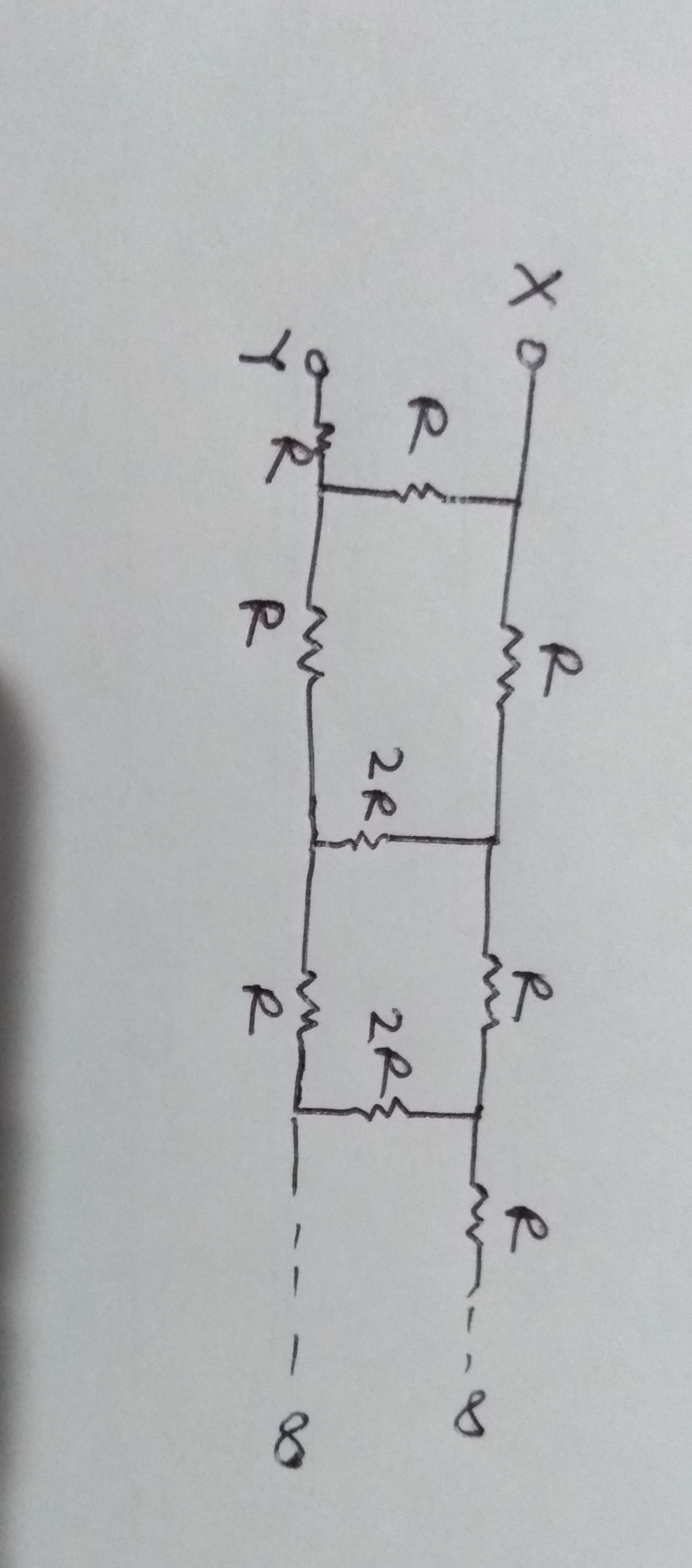 Question image for Find out the equivalent resistance between x and